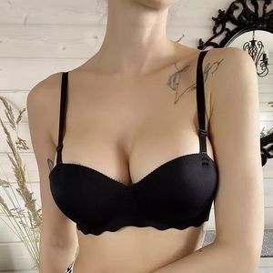 Wireless Padded Push Up Half Cup Strapless Demi Bra